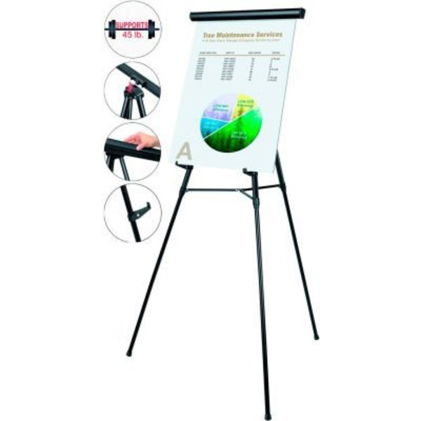 Bi-Silque MasterVision 3-Leg Heavy-Duty Telescoping Display Easel, Black FLX05101MV